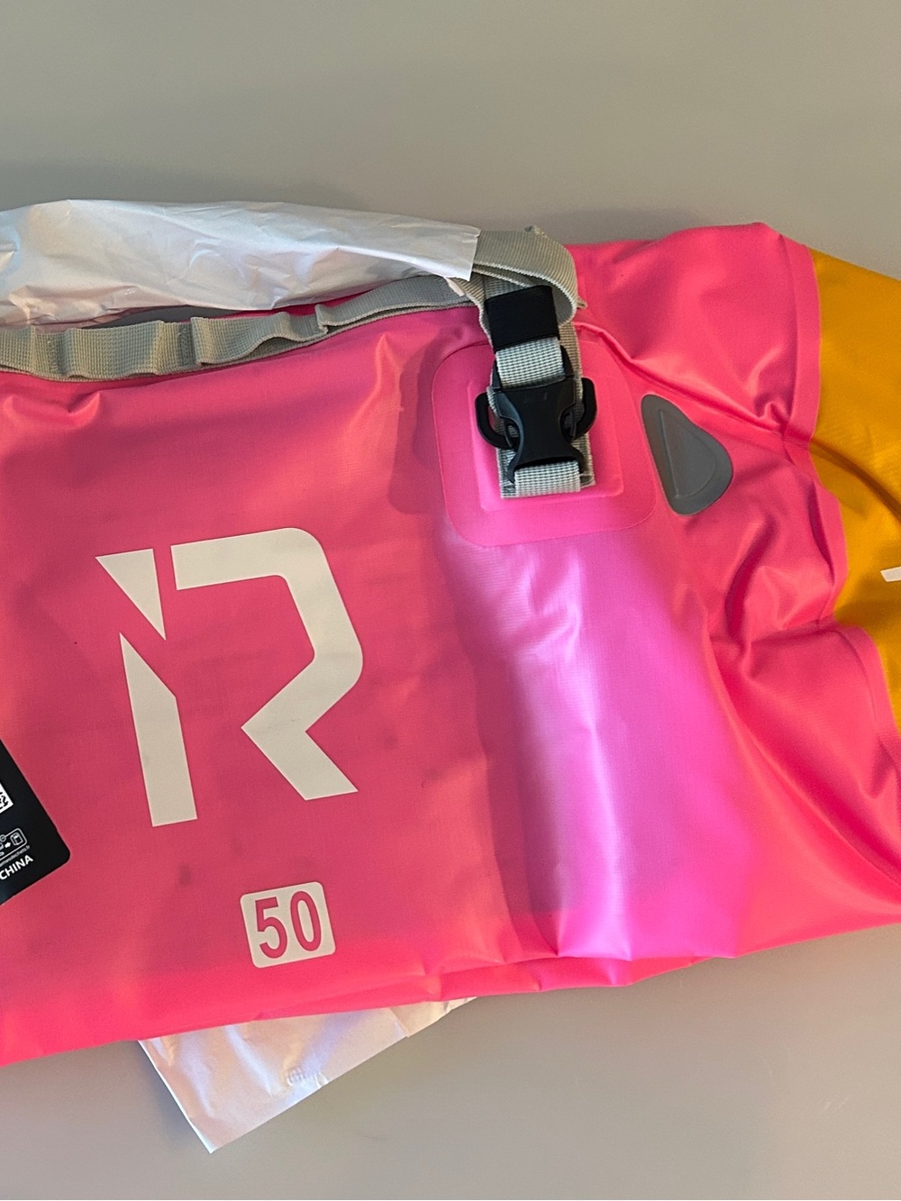 NIP Iron Jias Rideiron 50L Waterproof Travel Dry Bag Duffel High-Vis Pink/Yellow